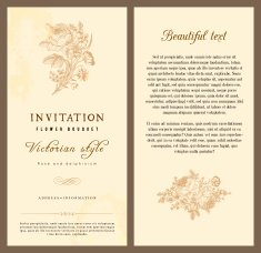 Set of vintage vector vertical invitation with Victorian bouquets N2