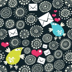 Seamless pattern with mail birds N2