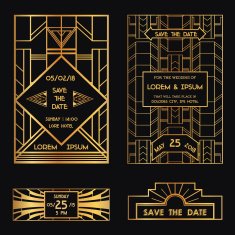 Save the Date - Wedding Invitation Card Art Deco