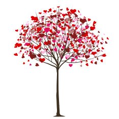 Valentine day or wedding love concept Tree with hearts