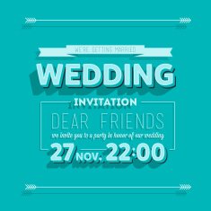 Wedding invitation blue typography