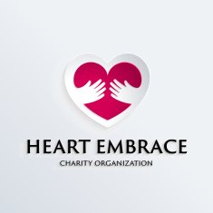 Heart in hands symbol logo template