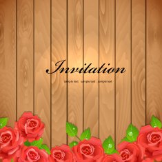 Rose flowers on a wooden texture