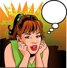 Young Retro Style Woman Daydreaming
