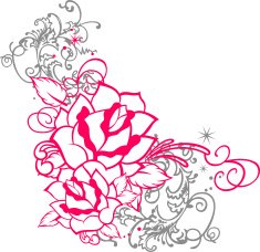 rose with scroll ornament