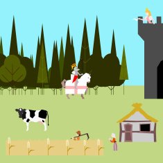 medieval life flat style peasants knight princess vector