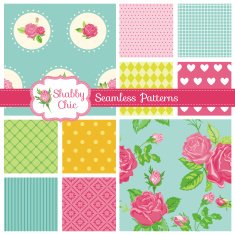 Set ofSeamless Backgrounds - Floral Shabby Chic Theme