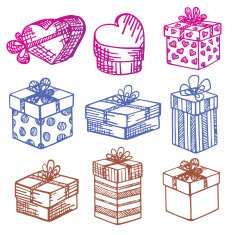 Set of vector Gift boxes Doodle N2