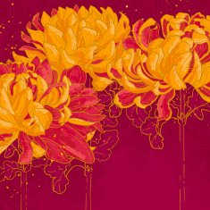 Romantic vector background with red chrysanthemum