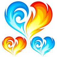 Fire and Ice vector heart Symbol of love N2