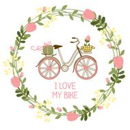 floral wreath and bike