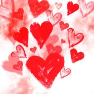 Watercolor background with hearts N2
