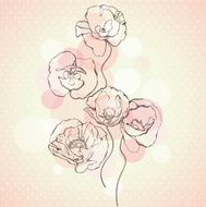 Delicate background with decorative poppies flowers