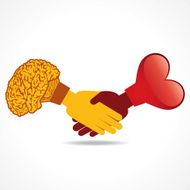 Businessman handshake background with heart and brain