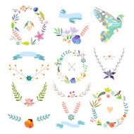 Hand Drawn vintage floral elements Set of flowers N13