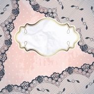 Label with lace on pink background N2