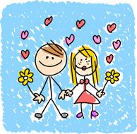 happy lover couple dating doodle cartoon illustration N2