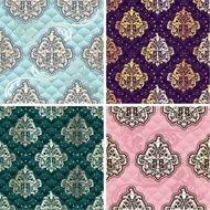 Four seamless Rococo florals