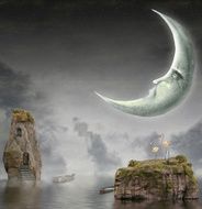Moon is in sky