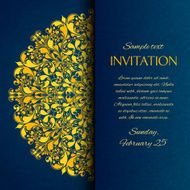 Ornamental blue with gold embroidery invitation card