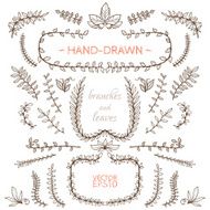 Set of nature elements Hand-drawn branches and leaves N2