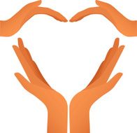 Four hands heart (vector)
