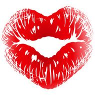 Kiss print in the shape of heart