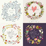 Four vintage floral cards