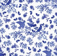 Pattern with blue watercolor birds