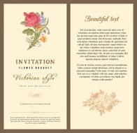 Set of vintage vector vertical invitation with Victorian bouquets N3