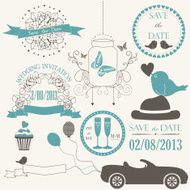 Vector set of decorative wedding elements N2