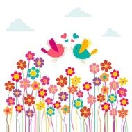 Cute social birds love