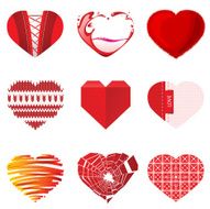 Vector of Valentine&#039;s day hearts on white