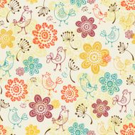 Vintage birds and flowers pattern