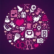 Vector round concept with wedding icons