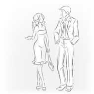 Meeting man and woman Talking walking