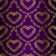 Gold-on-Purple seamless sari pattern with hearts N2