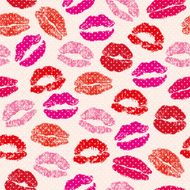 Seamless Pattern of Lipstick Kisses