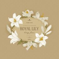 Vintage floral frame with white royal lilies