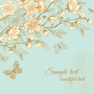 Vector spring floral greeting vintage card