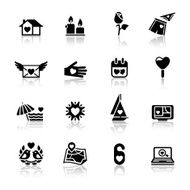 Set love black icons romantic sign N2