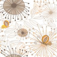 Seamless Retro Style Pattern with butterfly and flowers