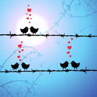Love birds kissing on branch N3