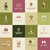 Set of icons for wine wineries restaurants and wine shops