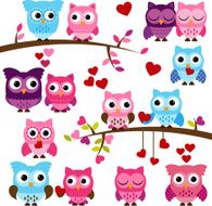 Vector Collection of Valentine&#039;s Day or Love Themed Owls