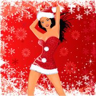 santa girl dancing on a christmas background