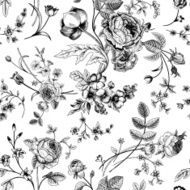 Seamless vector vintage pattern with Victorian bouquet N18