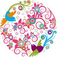 Couple Birds Paradise in a Circle
