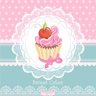 Vintage card with cupcake N5