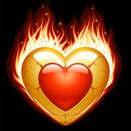 Jewelry heart in fire